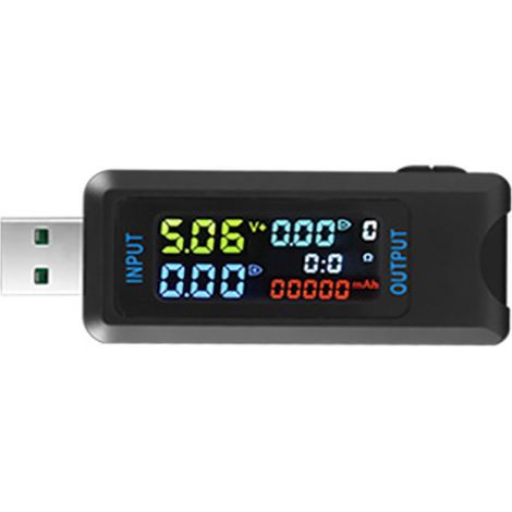 Multifunktionales USB-Spannungs- und Strommessgerät mit digitalem IPS-Display, Kapazitäts- und Leistungsmessgerät, Voltmeter für elektrische Geräte und Speicher für 9 Messdatensätze (1/2)