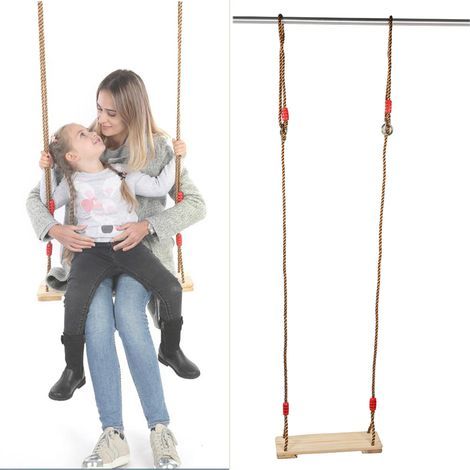 Hängeschaukel aus Holz für Erwachsene und Kinder – Spielsitz für drinnen und draußen