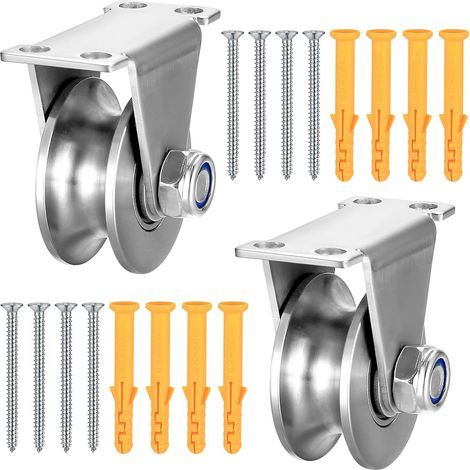 2 poleas elevadoras – ranura en U – giratorias – capacidad de carga de 200 kg – cable/cuerda (1/4)