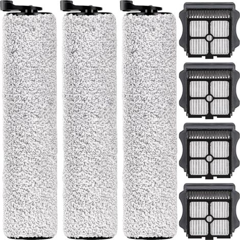 Ersatzwalzenbürstenfilter für Tineco Floor One S3 iFloor 3 Akku-Staubsauger. Das Set enthält 3 Walzenbürsten und 4 Filter. (1/5)