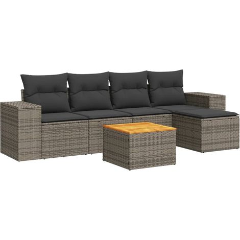 Maison Exclusive - 6-tlg. Garten-Sofagarnitur mit Kissen Grau Pol