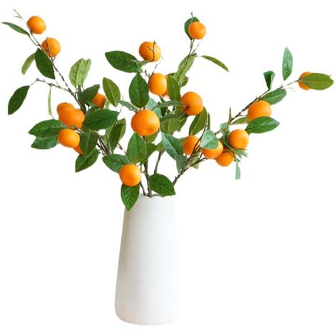 Ramo de flores artístico [Ramo artificial de kumquat con 4 tallos] Árbol de kumquat dorado, diseño floral flexible, tamaño de 50 cm para una elegante decoración del hogar. (1/5)