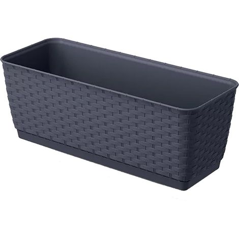Maceta rectangular DRL400P con platillo Antracita (1/5)