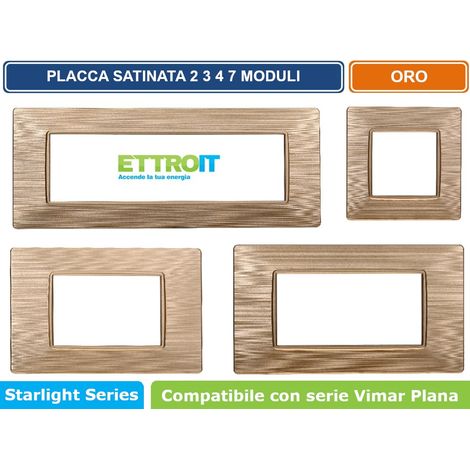 Placca compatibile Vimar Plana 4 moduli plastica colore oro satinato Ettroit EV85411 (1/5)