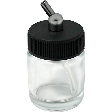 Gobelet à peinture airbrush – en Verre – avec Couvercle et Tube plongeur – 22 cm³ – Godet aérographe Variante Wiltec (1/5)