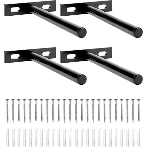4 Pièces Fixation Étagères Murale Invisible - 125mm - Supports Étagères Flottante en Fer Solide (1/5)
