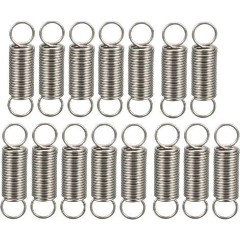 Tension Spring, Extension Spring, Wire Diameter 0.016", OD 0.16", Free Length 0.59", Stainless Steel, Small Double Hook, 15pcs (1/3)
