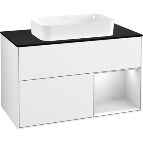 V&B Waschtischunterschrank Wandbeleuchtung Finion 100x60,3 cm, Rg r wh. m Lac, glo wh. Lac (1/2)