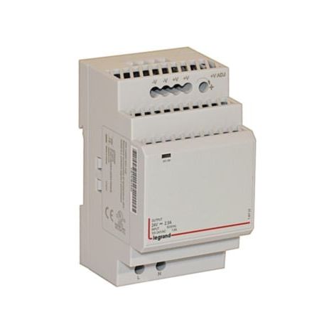 Alimentation modulaire à découpage monophasée entrée 100V à 240V et sortie 24V= - 60W - 2,5A - 3 modules - LEGRAND