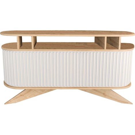 Cotecosy – Buffet aggloméré porte coulissante – Dimensions L150 x P43 x H75 cm – Panneaux mélaminés – Design élégant pour entrée et salon (1/8)