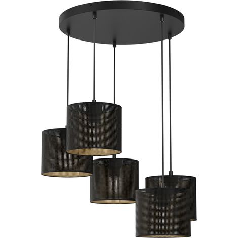 Suspension Loft Shade noire mat or Ø58 5xE27 Luminex