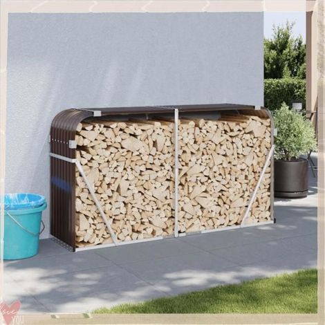 364574 Porte-bches marron 180x45x100 cm acier galvanisé (1/5)
