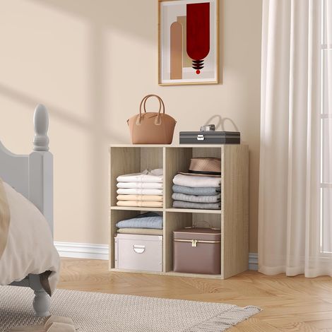 WOLTU Librería móvil de 4 cubos para el hogar y la oficina, madera clara (1/5)