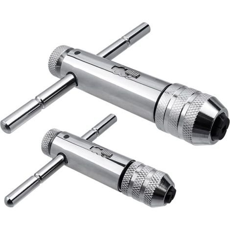 Porte-outils 2 Pièces avec Poignée Coulissante et Clic Réversible pour Tarauds M3-M12 (1/4)