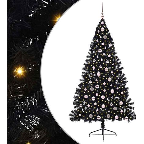 Árbol de Navidad Artificial Preiluminado Negro 210 cm PVC vidaXL