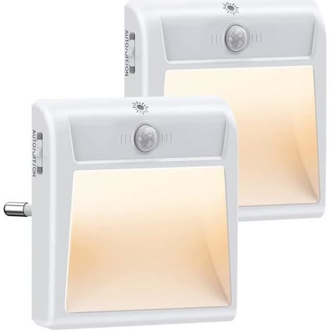 Veilleuse LED(Lot de 2),Lampe Nuit Veilleuse Automatique LED de type Blanc Chaud et Plug-and-Play (1/4)