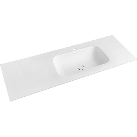 Lavabo TREOS 131,6x51,3 cm (20+110), Rockstone, droit, blanc mat (1/4)