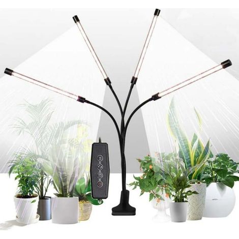 80W LED-Pflanzenlampe mit 4 Köpfen, Wachstumslampe für Zimmerpflanzen mit Timer, Weiß (1/4)