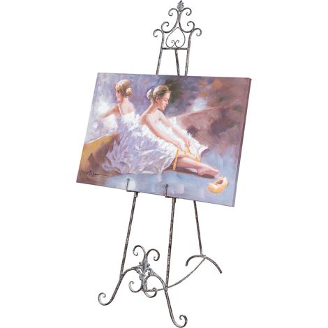 Wrought iron picture frame holder with antique white finish L53xD75xH150 cm