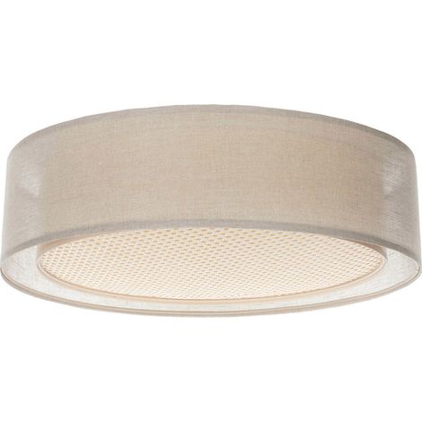 Plafonnier double tissu lumière douce design moderne salon - Ø 60 cm - H16 cm (1/5)