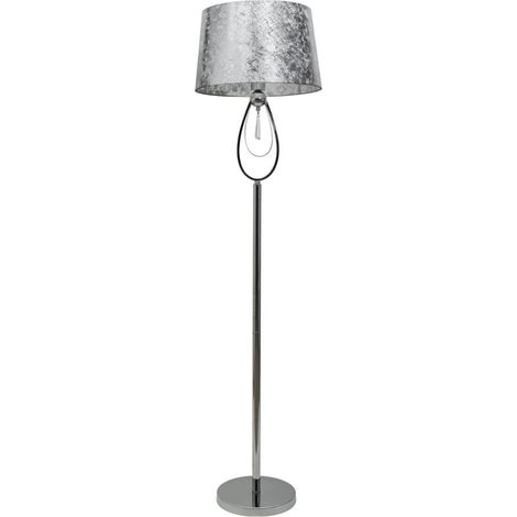 Pie de salón cromo lágrima de cristal pantalla pan de plata 1xE27 (1/2)