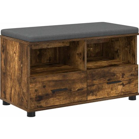 Hall Bench with Cushion with Drawer Smoked Oak 80 x 38 x 46 cm vidaXL
