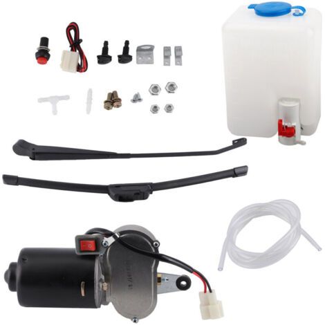 Electric Wiper Mounting Kit Includes Motor, Blade Arm, Water Nozzle, Can and Hose for All-Terrain Vehicle (UTV) and All-Terrain Vehicle (ATV)