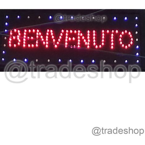 Trade Shop - Letrero Luminoso Led Con Texto "bienvenido" Para Bares, Tiendas, Oficinas Y Comercios -