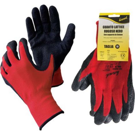 GUANTO LATTICE RUGOSO NERO HV WORKIT - MAGLIA PESANTE COTONE ROSSO 11 - 12 paia