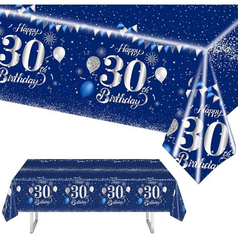 Geburtstag Tischdecke 30 Jahre Blau Silber 137x274cm Rechteckig Party Deko