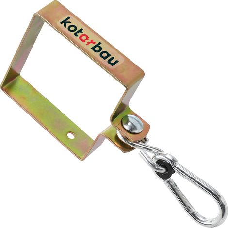 KOTARBAU® Crochet de Balançoire - Acier Galvanisé - 120 x 120 mm - Or - Crochet de Balançoire avec Mousqueton - Fixation Stable pour Bois - Carré - Accroche pour Siège Suspendu (1/5)