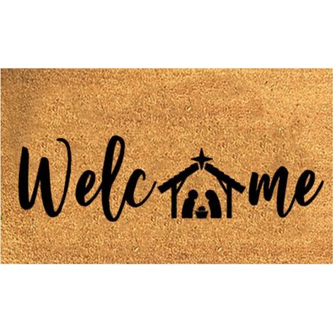 Tapis De Seuil - Tapis D'Entrée Non Glissant En Polyester - Pour Porte D'Entrée Extérieure Ou Intérieure - Motif Noël - 1 Pièce (1/5)