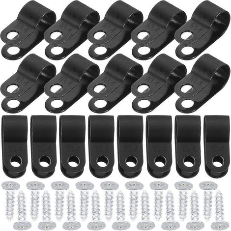 Confezione da 200 fascette per cavi, clip per la gestione dei cavi, clip per fili elettrici, clip da parete con viti, nere - AquaForge (1/2)