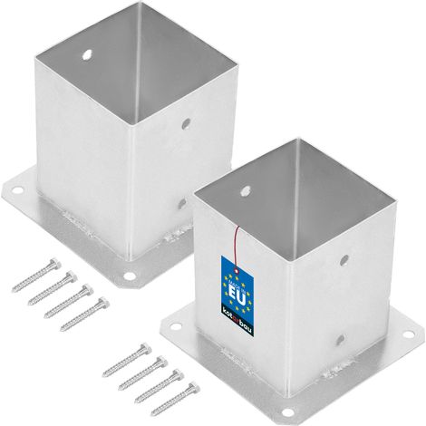 KOTARBAU® Lot de 2 Support Poteau Bois - à Visser - Acier Galvanisé - 120 x 120 mm - Argent - Pied de Poteau - Fixation Robuste - Résistant à la Corrosion (1/5)