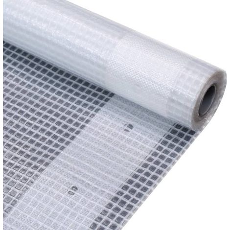 Bâche pour serre 3 x 2 m, blanche, 260 g/m², renforcée et résistante aux UV, film transparent avec trous de fixation, protection universelle (1/5)