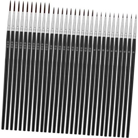 Ensemble de pinceaux de peinture détaillée 30pcs minuscules loisirs dessin 10 pièces de Noir 000 00 0 0 0 (1/4)