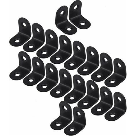 20 pezzi di rinforzo angolare in acciaio inossidabile, rinforzo angolare a 90 gradi 20x20 mm, rinforzo angolare ad angolo retto, per mobili, sedie, tavoli, nero (1/5)