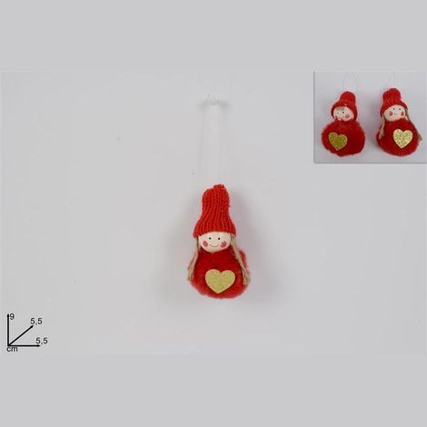 DECORO DA APPENDERE A FORMA DI BAMBOLINA 9 CM PREZZO CAD UNO