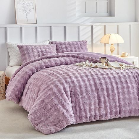 Ensemble de literie King-Size Doux Polaire Teddy Violet 230x220cm