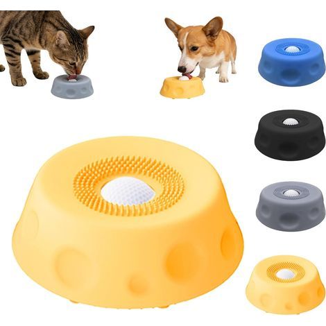 Gamelle à lécher pour chien avec balle, gamelle à lécher pour chien avec balle roulante, gamelle à balle pour chien à alimentation lente, gamelle à balle roulante pour chien (jaune) (1/4)