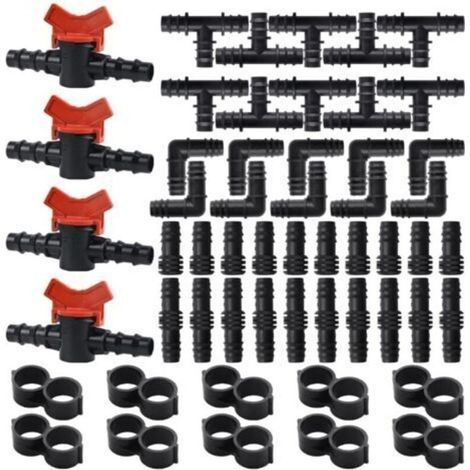 54 Pièces Kit de Raccords D'irrigation pour Tubes 16mm, Connecteur de Tuyau D'irrigation, pour Jardins Systèmes D'irrigation Agricoles (1/5)