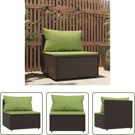 Mittelsofa - Garten-Mittelsofa mit Kissen Braun Poly Rattan (1/5)