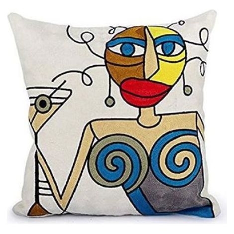 Housses de Coussin 45 x 45 cm Broderie Picasso Art Carré 4pcs(18 X18 Inch)Décoration de meubles de canapé Abstract Style (1/5)