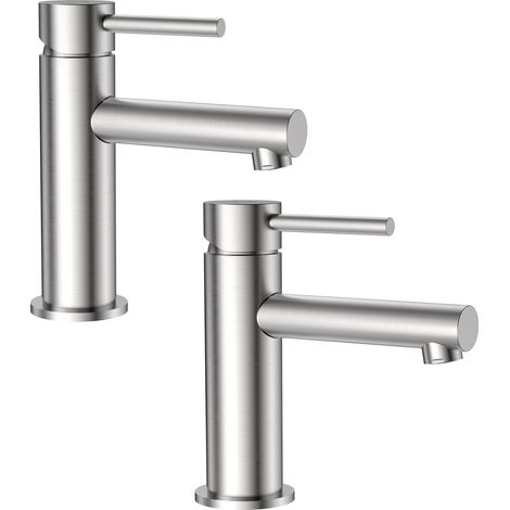 2X Cecipa Rubinetto Lavabo Spazzolato - Miscelatori Monocomando per Lavabi Acqua Calda e Fredda