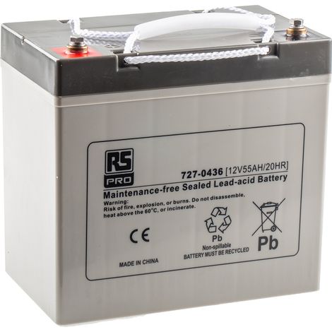Batterie au plomb étanche RS PRO 12V 55Ah cyclique ( Prix pour 1 ) (1/3)