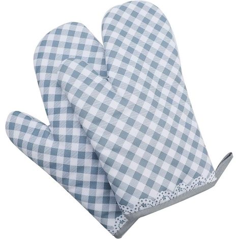 Lot de 2 gants de cuisine bleus pour micro-ondes, résistants à la chaleur et antidérapants. (1/4)