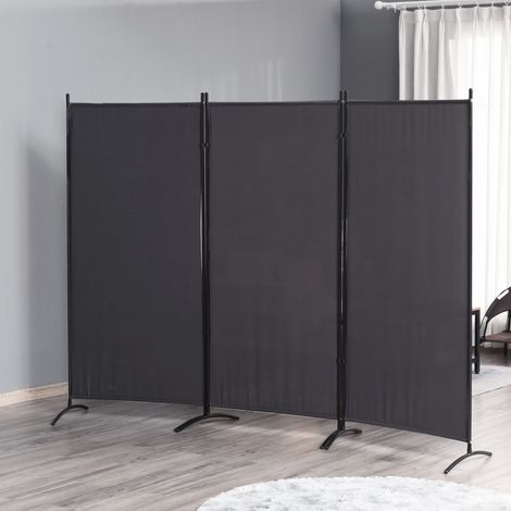 Schermo a 3 pannelli, dimensioni 2,53 m L x 0,5 m P x 1,82 m H, tenda laterale, schermo per la privacy, divisorio metallico autoportante, poliestere