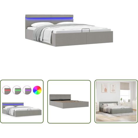 The Living Store Cadre de lit à rangement hydraulique sans matelas 180x200 cm - Lit Plateforme - Lit Coffre - Lit Avec Rangement - Lit Capitonné - Lit Moderne (1/5)