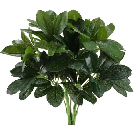 Lot de 2 arbustes artificiels en Soie Schefflera au Toucher réaliste, compositions de Feuilles artificielles pour intérieur ou extérieur, Jardin, Bureau, Maison, centres de Table, décoration (1/5)