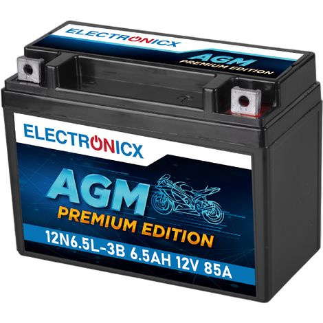 Electronicx AGM Batterie 12N6.5-BS 12V 6.5Ah – Wartungsfreie Starterbatterie für Motorrad, Roller & ATV - Premium Batterie 12V Wartungsfrei - Versand